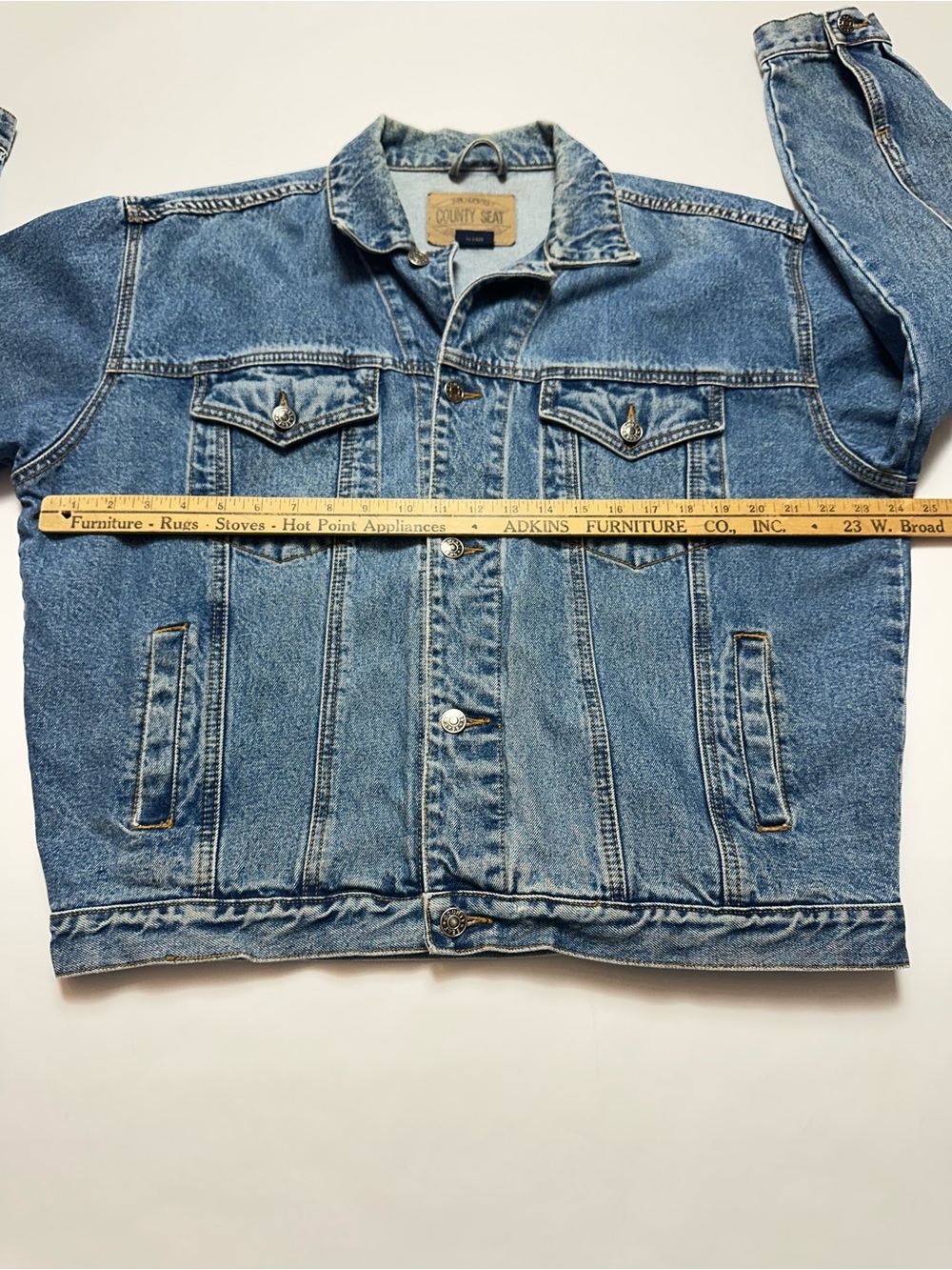 Vintage 90s County Seat Denim Trucker Jacket Made In Hong Kong 100% Cotton XL - Picture 3 of 9